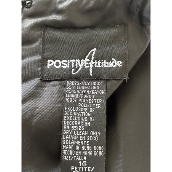 Women's Linen Dress Positive Attitude Size14P Floral Ladybug Lined Embroidered - Picture 3 of 10